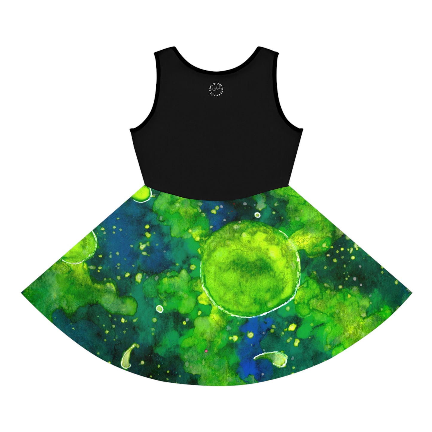 Green Galaxy Girls' Sleeveless Sundress (AOP)