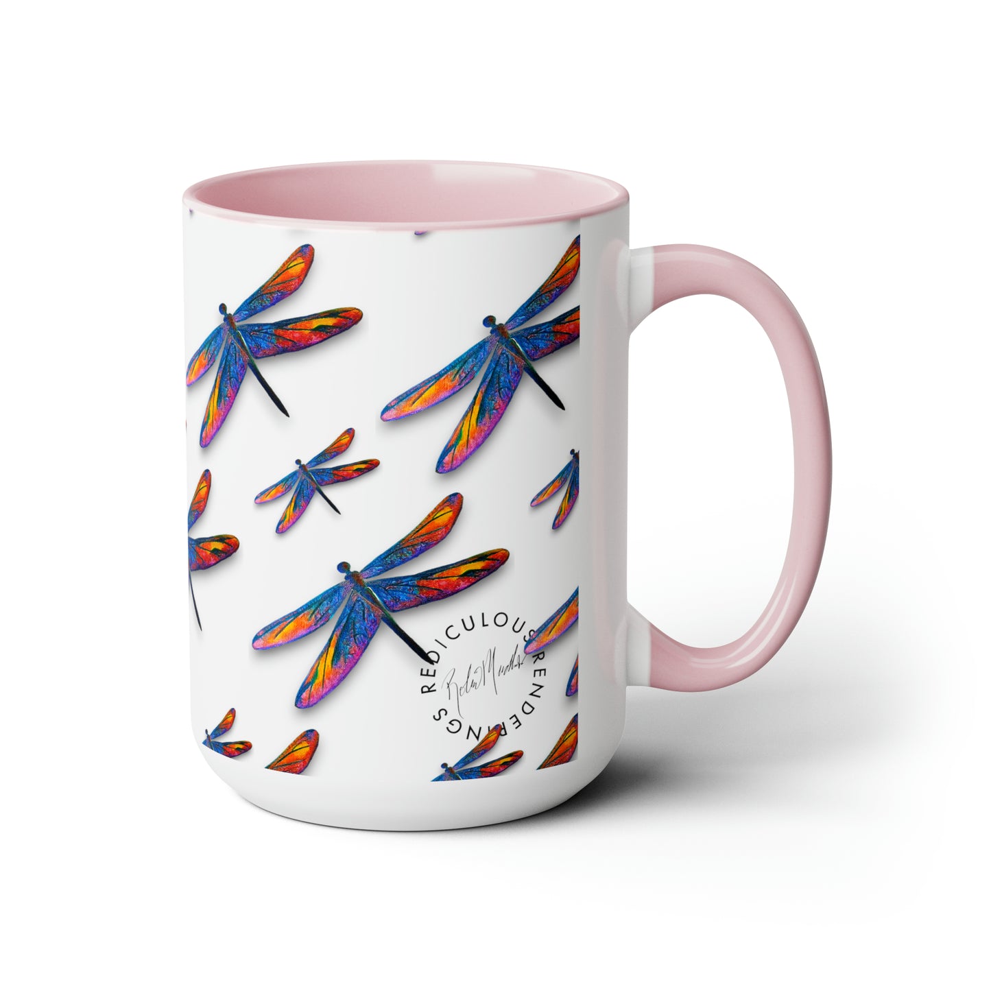 Dragonfly Two-Tone Coffee Mugs, 15oz