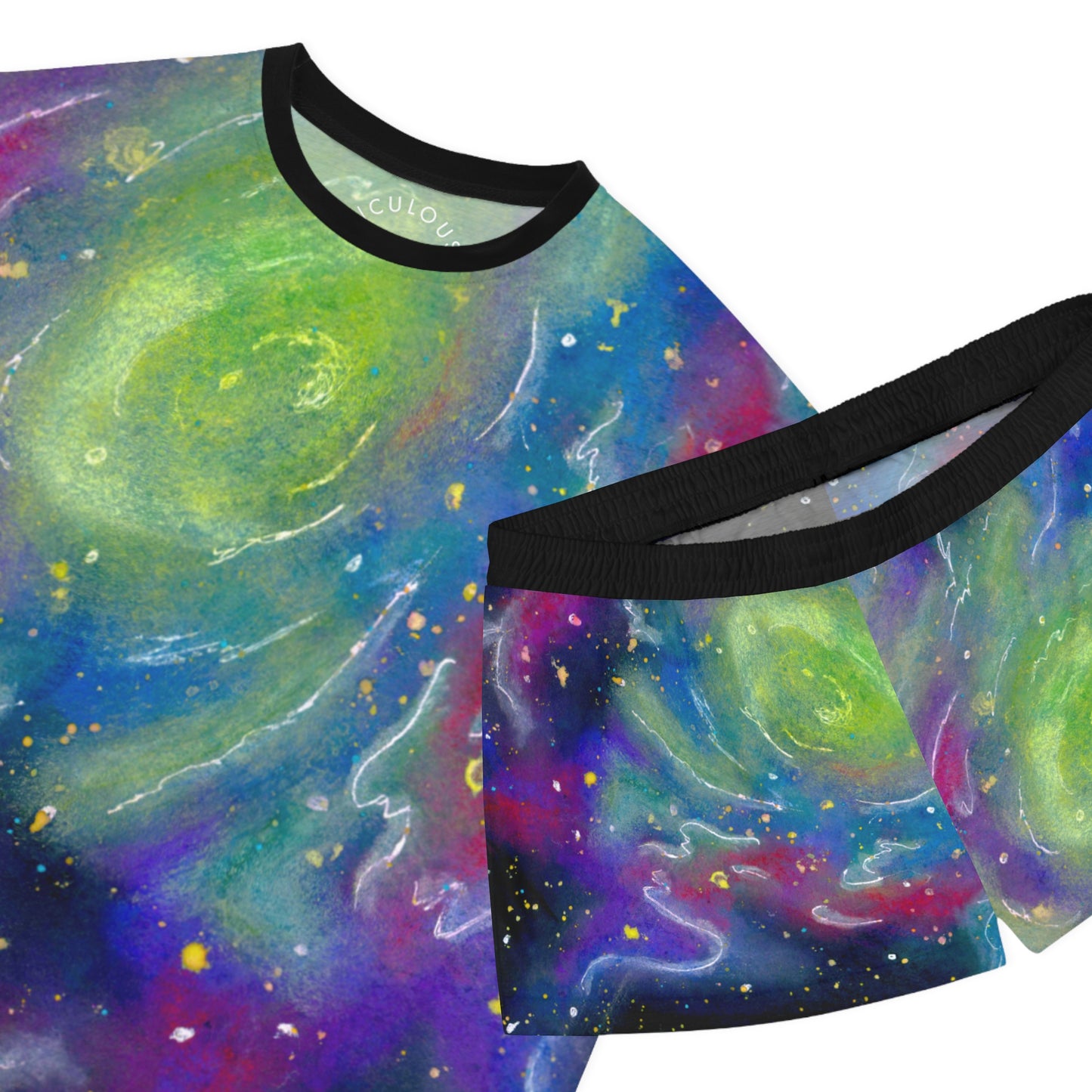 Rainbow Vortex Galaxy Women's Short Pajama Set (AOP)