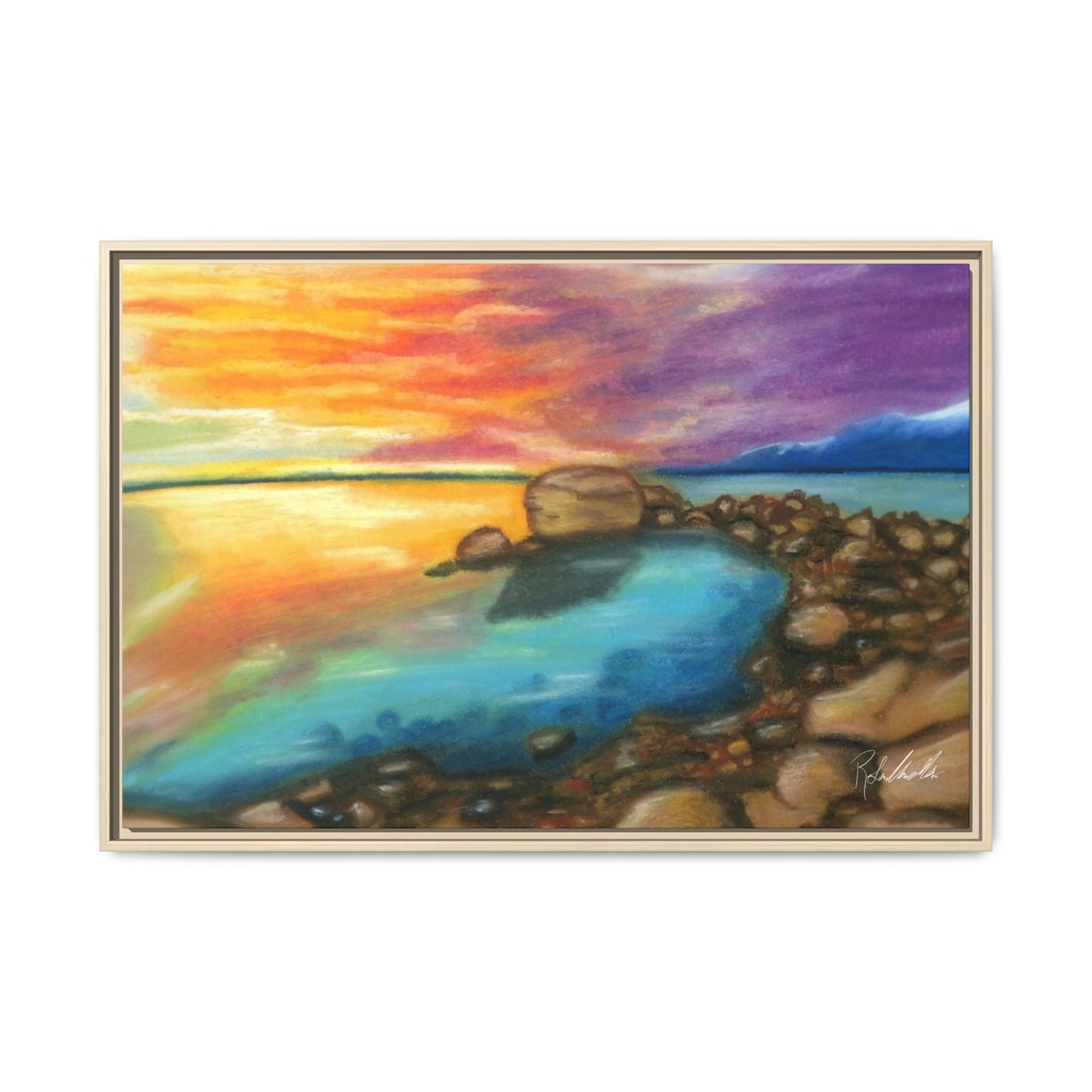 Sunset Ocean Beach Framed Wall Art