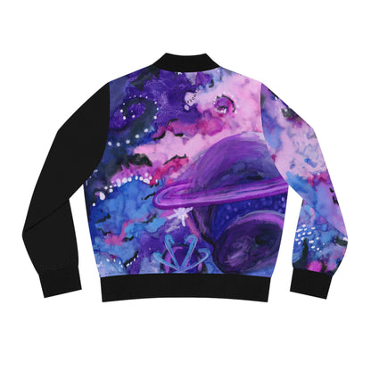 Galaxy Watercolor Bomber Jacket — Purple Space Planet AOP