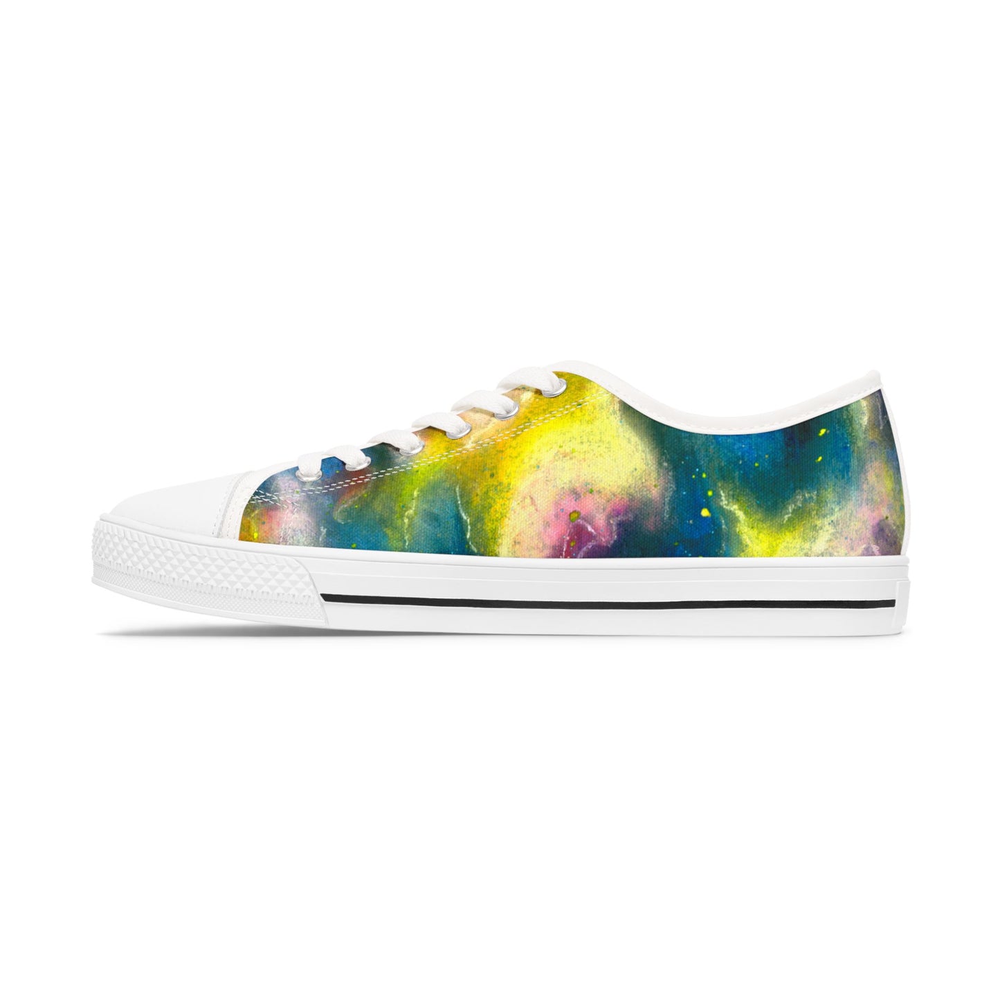 Galaxy Watercolor Low Top Sneakers — Women’s Colorful Space Print Shoes