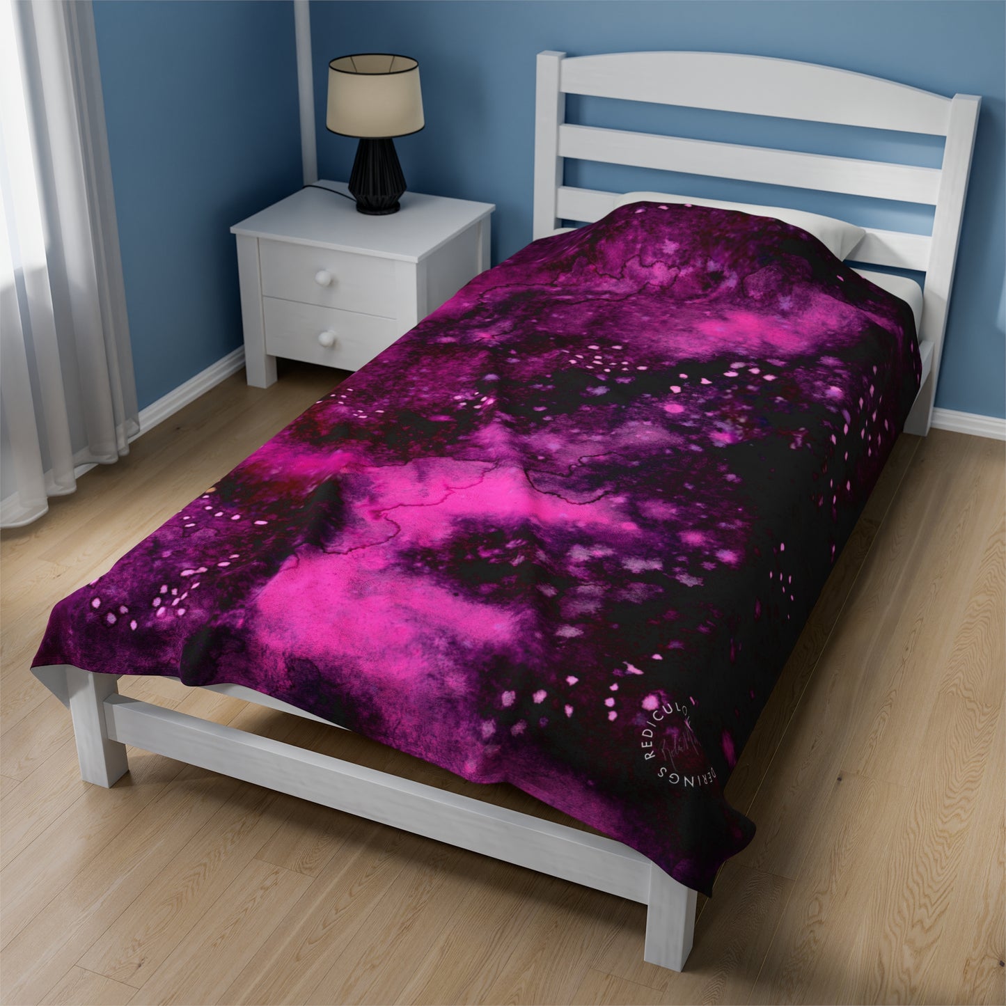 Rose Colored Galaxy Velveteen Plush Blanket