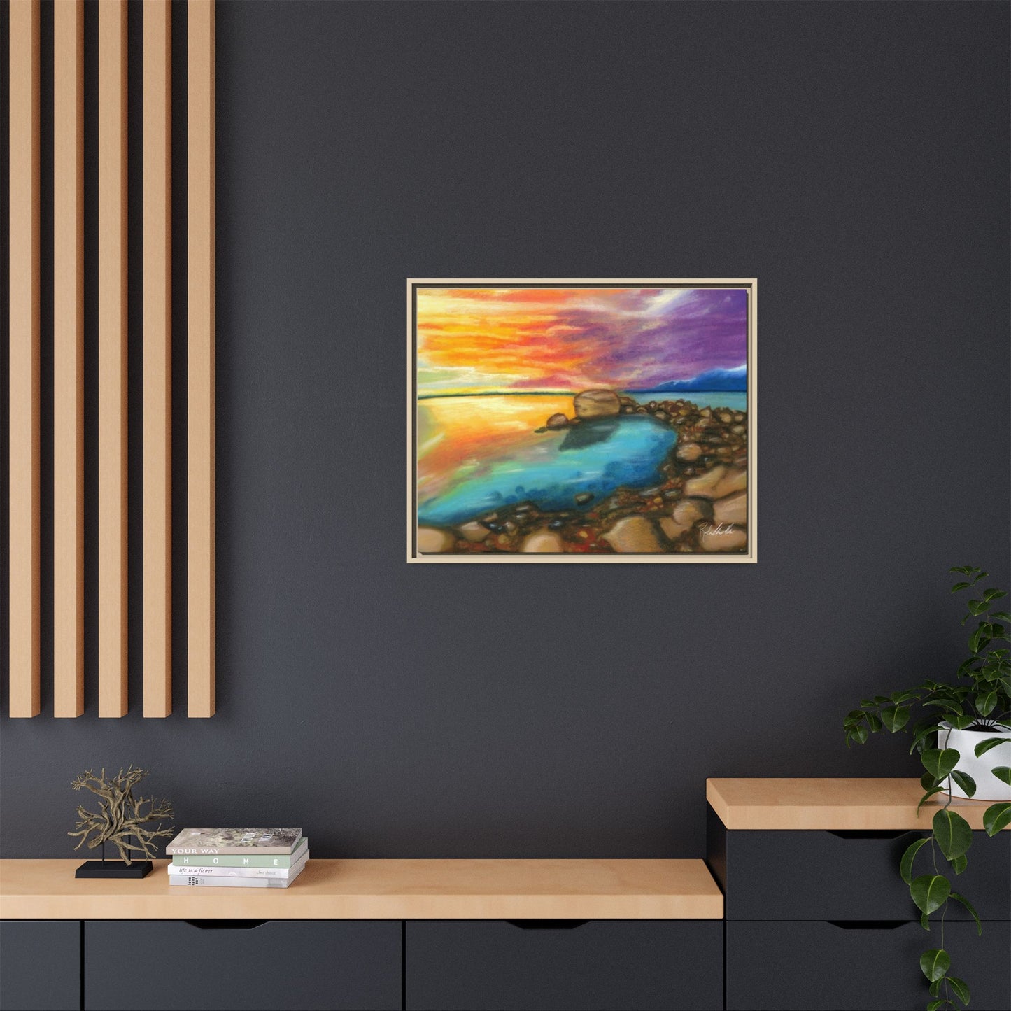 Sunset Ocean Beach Framed Wall Art