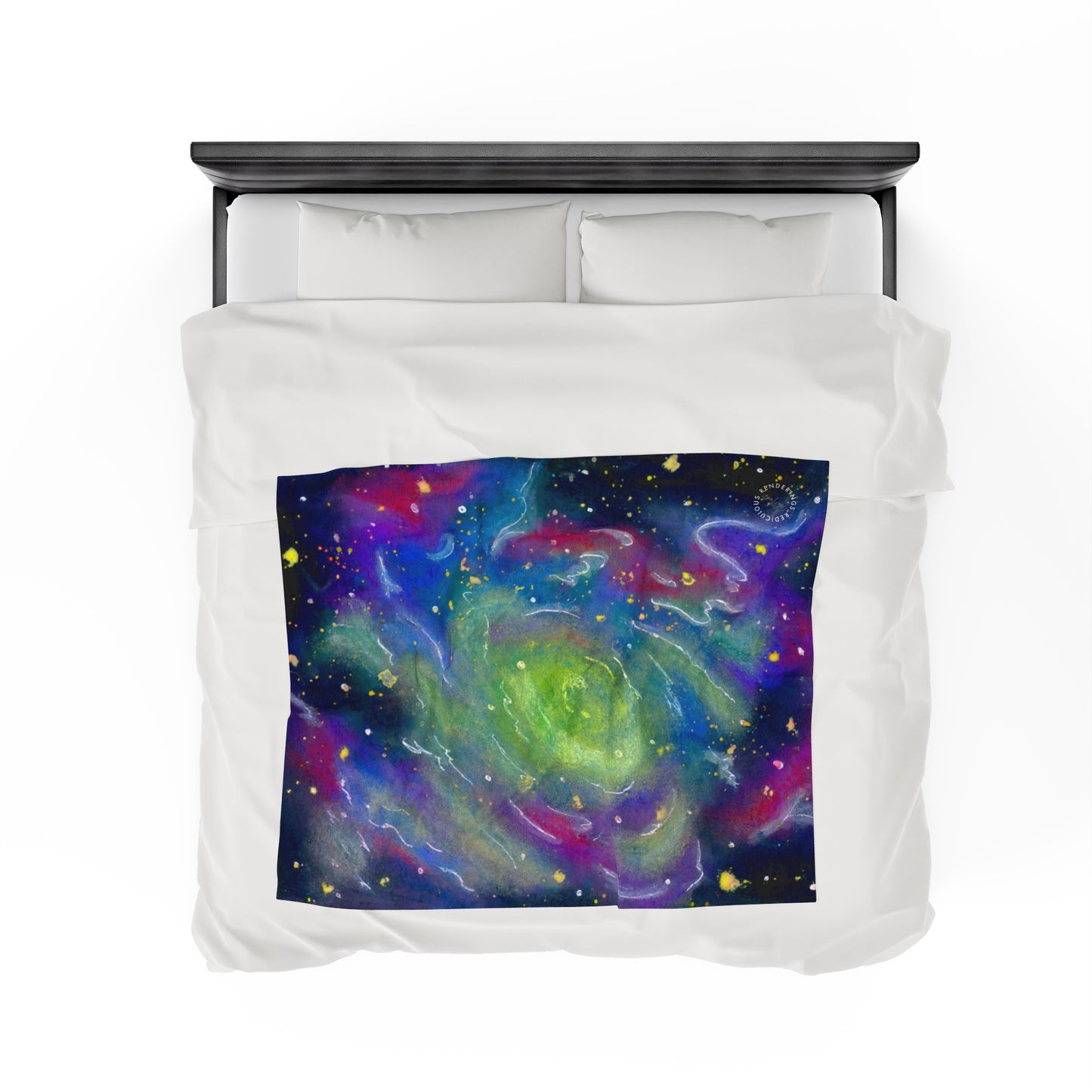 Rainbow Vortex Galaxy Velveteen Plush Blanket