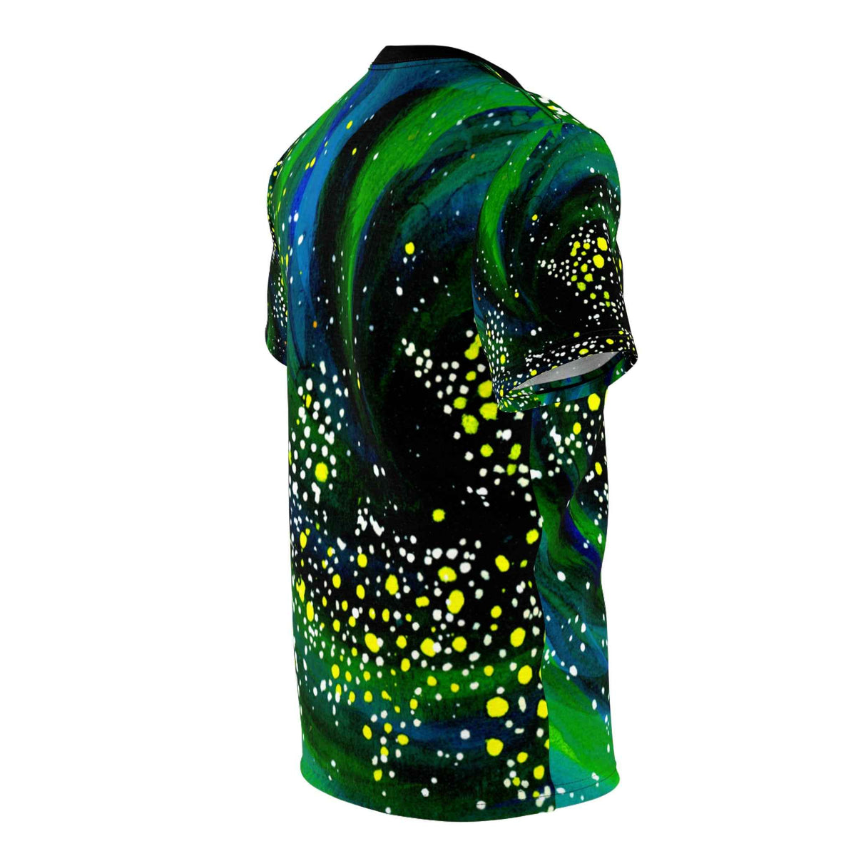 Galaxy Swirl Tee — Green Cosmic All-Over Print T‑Shirt