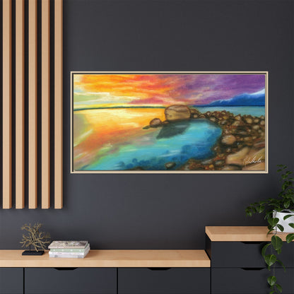 Sunset Ocean Beach Framed Wall Art