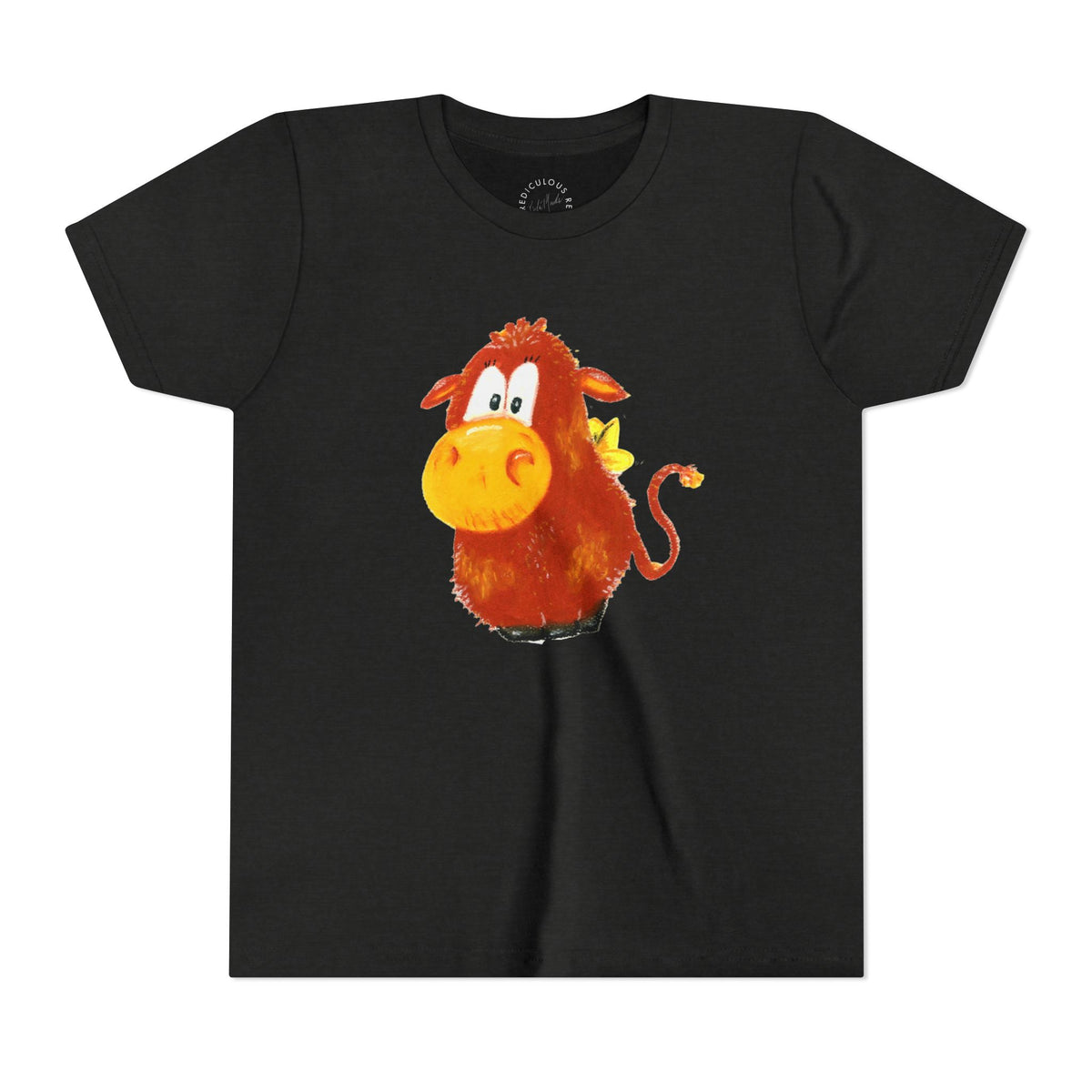Cute Cartoon Cow Kids T-Shirt — Playful Red Cow Graphic Youth Tee