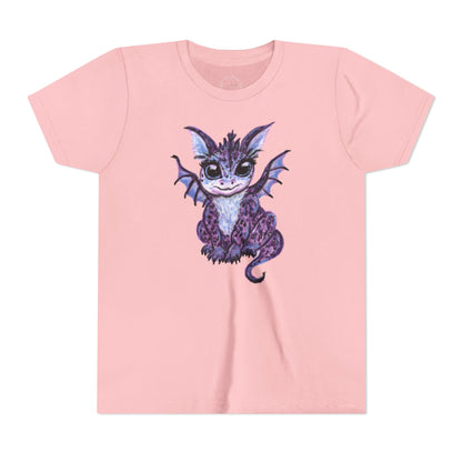 Youth Tee — Cute Purple Baby Dragon Illustration Kids Shirt