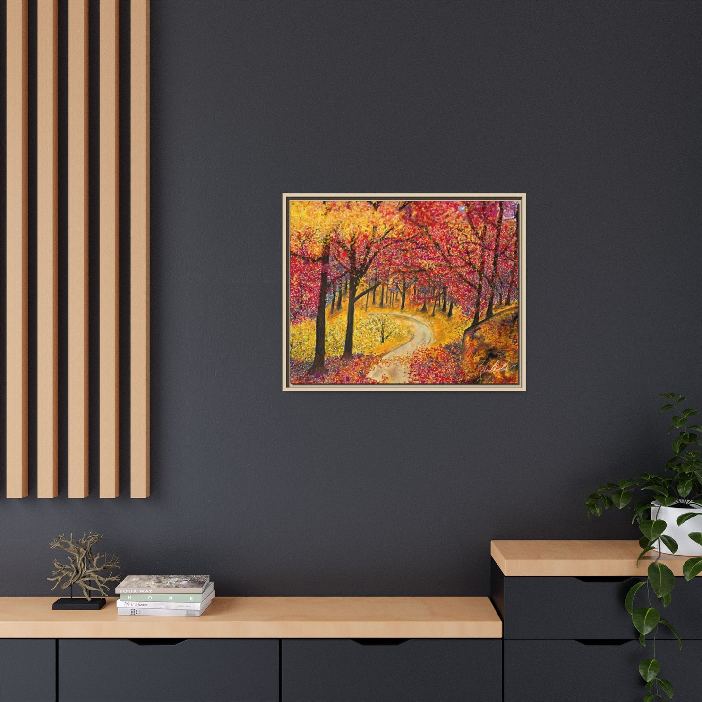 Vibrant Fall Forest Framed Wall Art