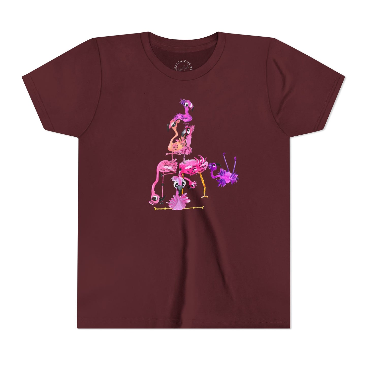Youth Tee — Watercolor Pink Flamingo Stack Kids T-Shirt