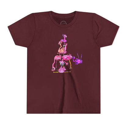 Youth Tee — Watercolor Pink Flamingo Stack Kids T-Shirt
