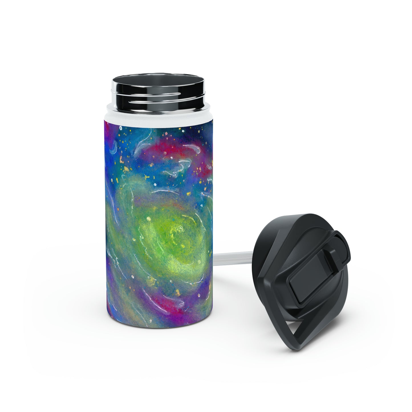 Rainbow Vortex Galaxy Stainless Steel Water Bottle, Standard Lid