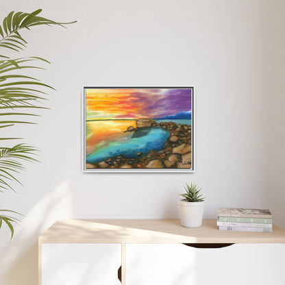 Sunset Ocean Beach Framed Wall Art