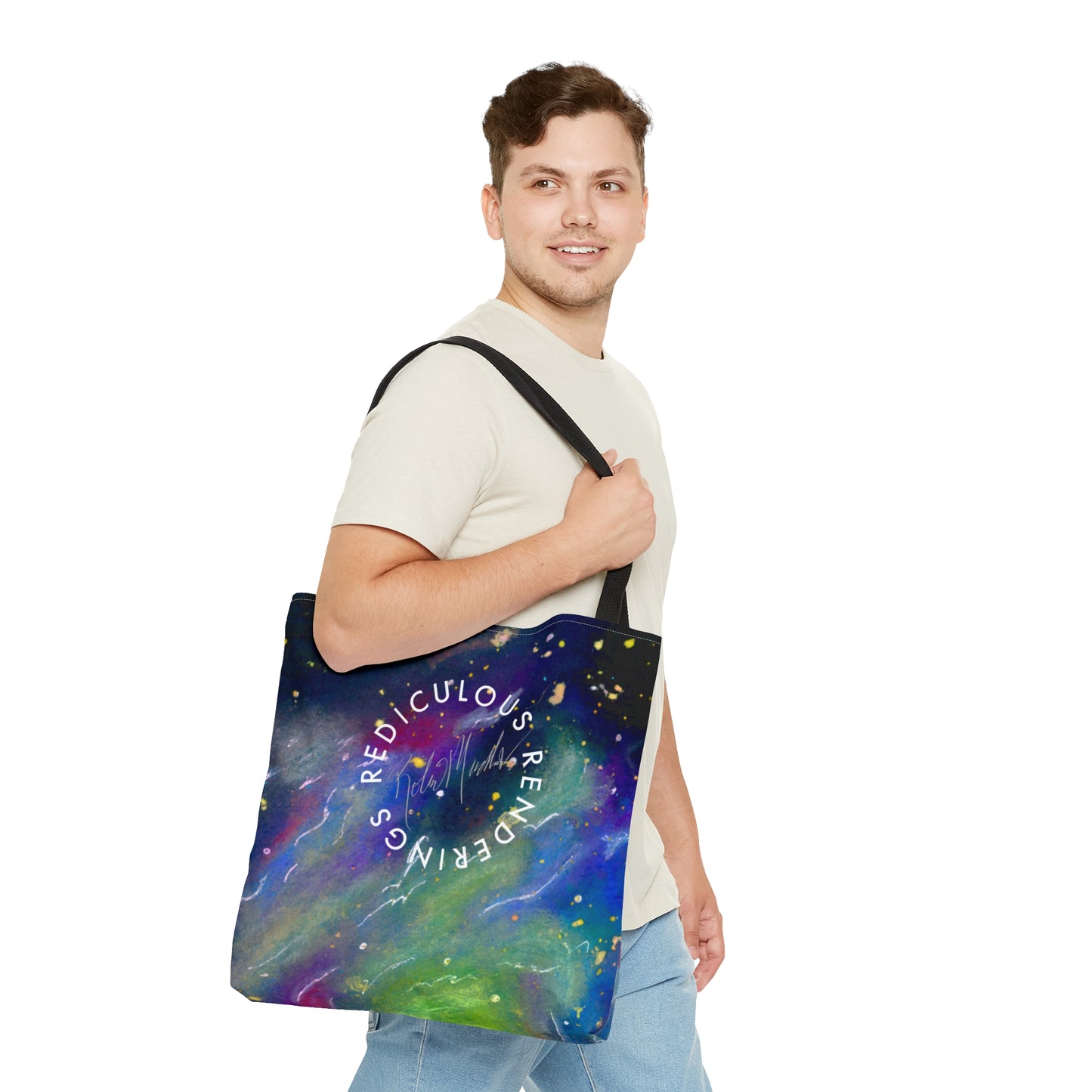 Rainbow Vortex Galaxy Tote