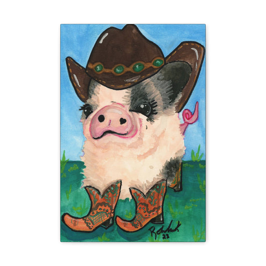 Cowboy Pig Canvas Gallery Wraps