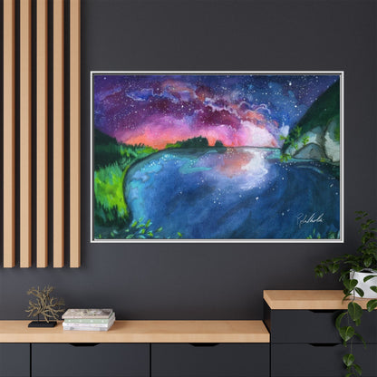 Watercolor Sunset Lake Framed Wall Art