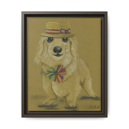 Weiner Dog in Hat Framed Wall Art