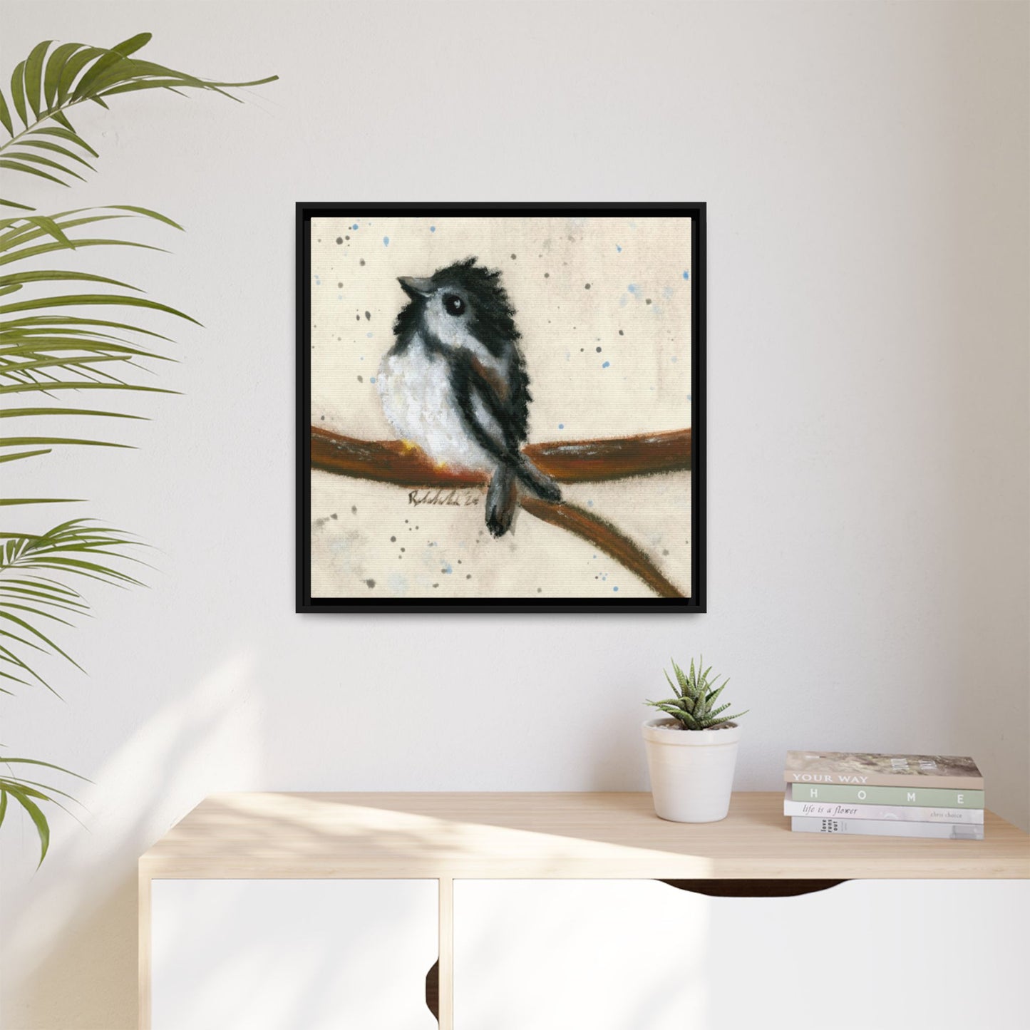 Black Finch Bird Framed Wall Art