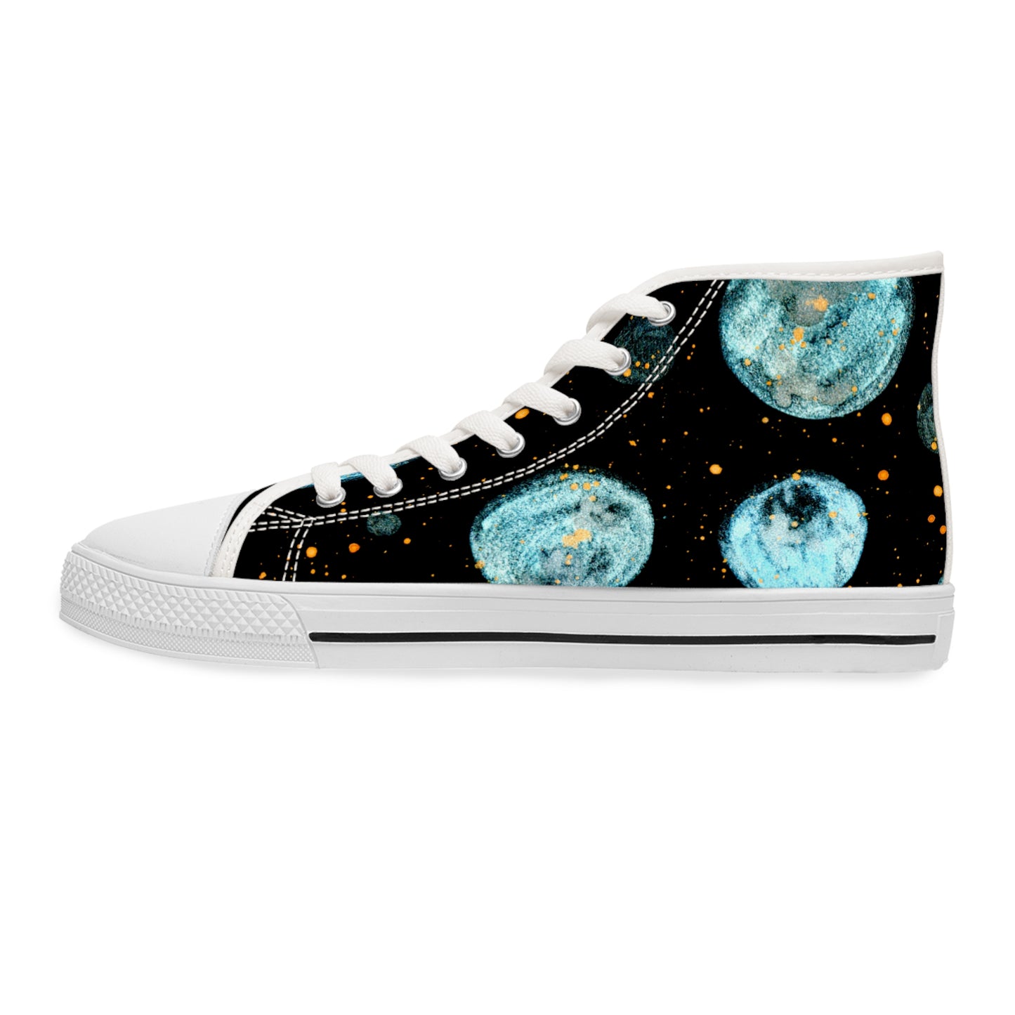 Little Blue Planets Galaxy Unisex Classic High Top Sneakers Closed Toe Casual Walking Fashion Shoes