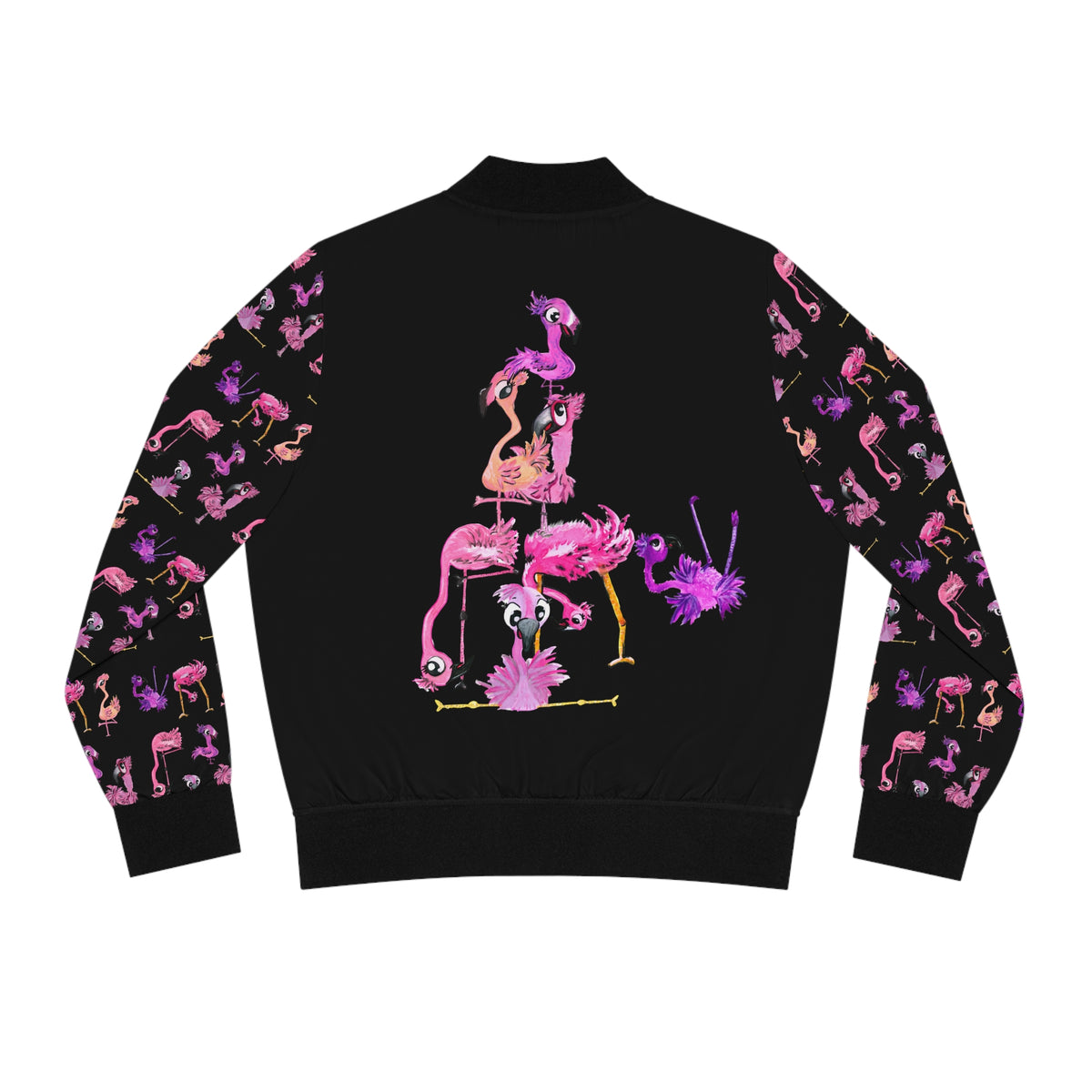 Pink Ladies Flamingo Bomber Jacket — Women's Graphic Zip-Up