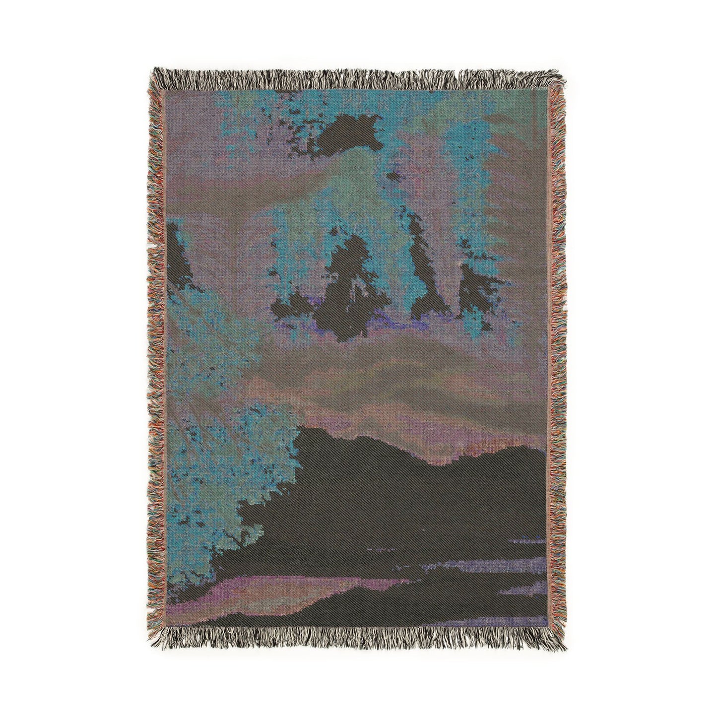 Autumn Landscape Woven Blanket — Scenic Fall Tapestry Throw