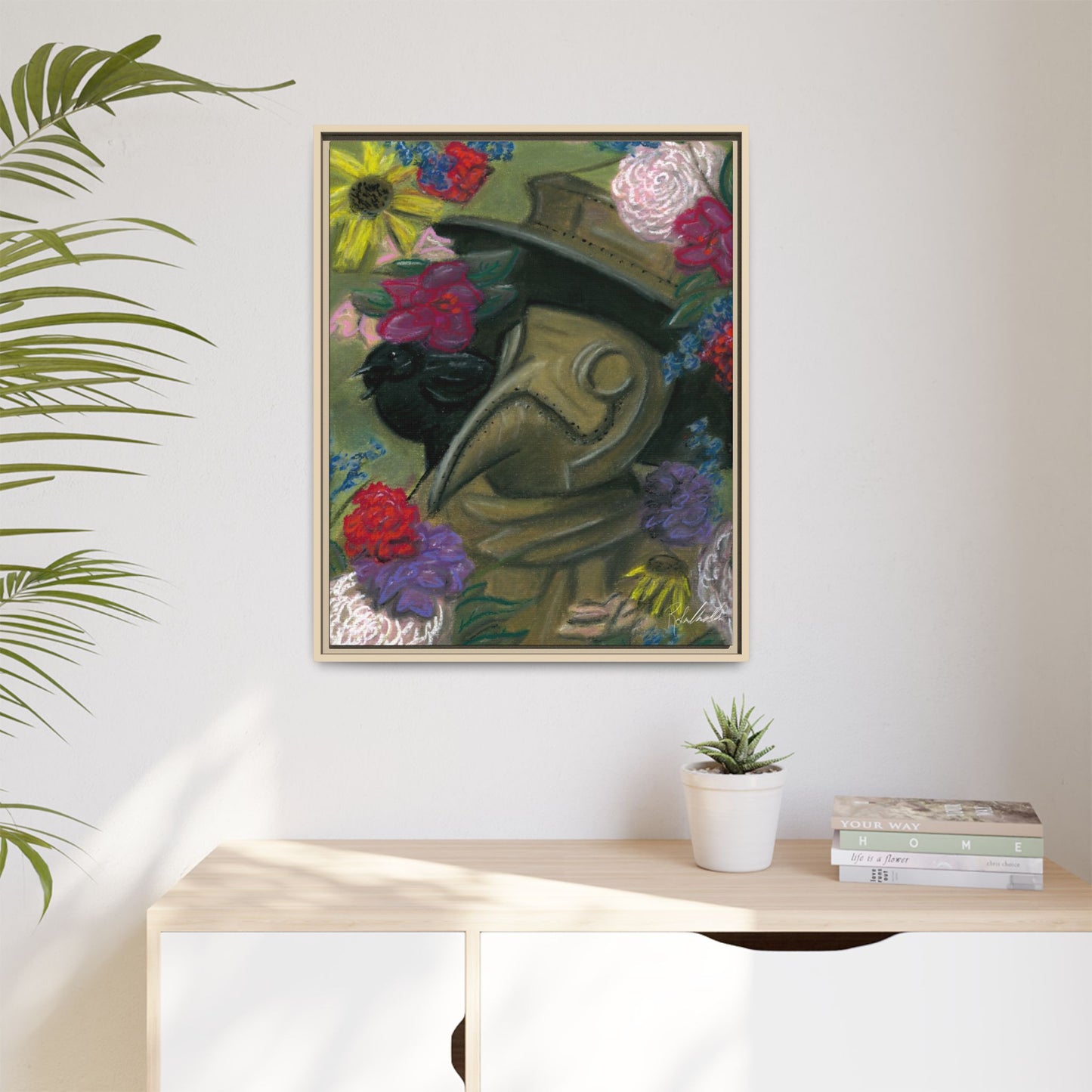 Plague Doctor and Raven Framed Wall Art