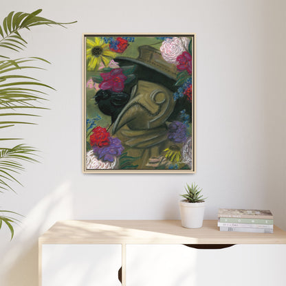 Plague Doctor and Raven Framed Wall Art