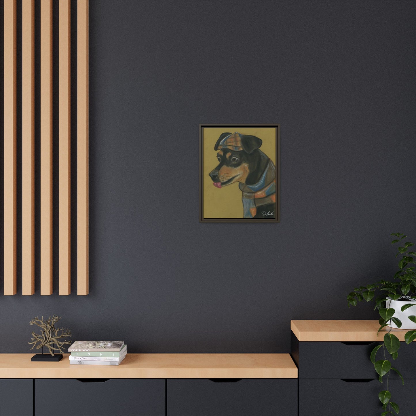 Small Chihuahua Dog in Hat Framed Wall Art