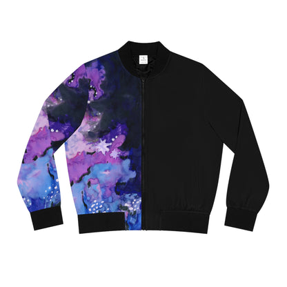 Galaxy Watercolor Bomber Jacket — Purple Space Planet AOP