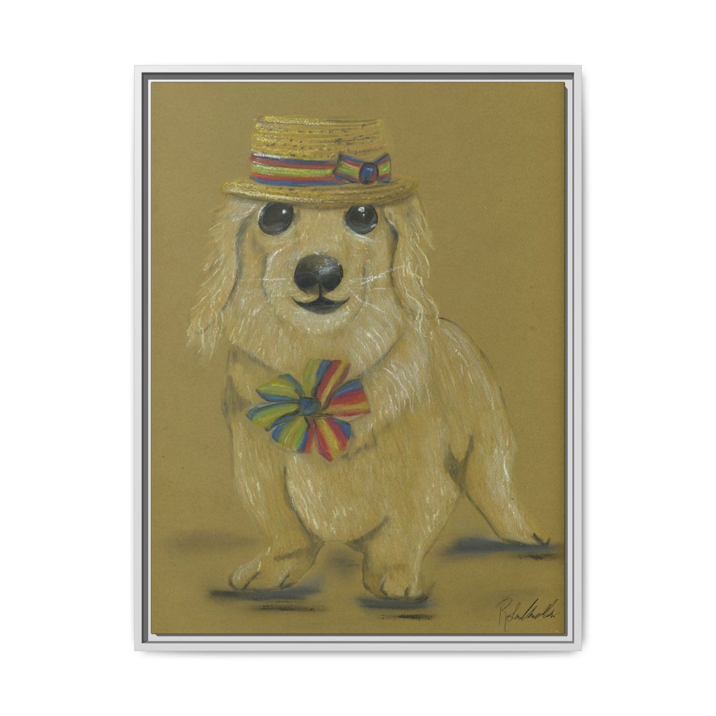 Weiner Dog in Hat Framed Wall Art
