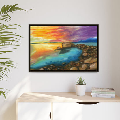 Sunset Ocean Beach Framed Wall Art