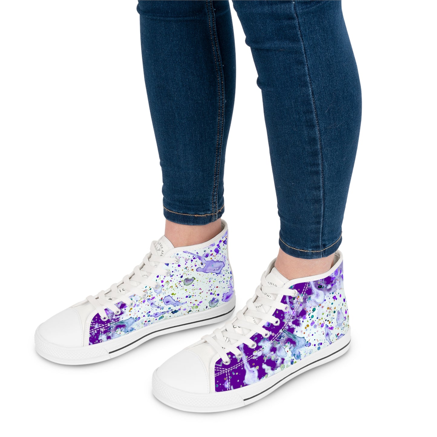 Purple Color Splash Unisex Classic High Top Sneakers