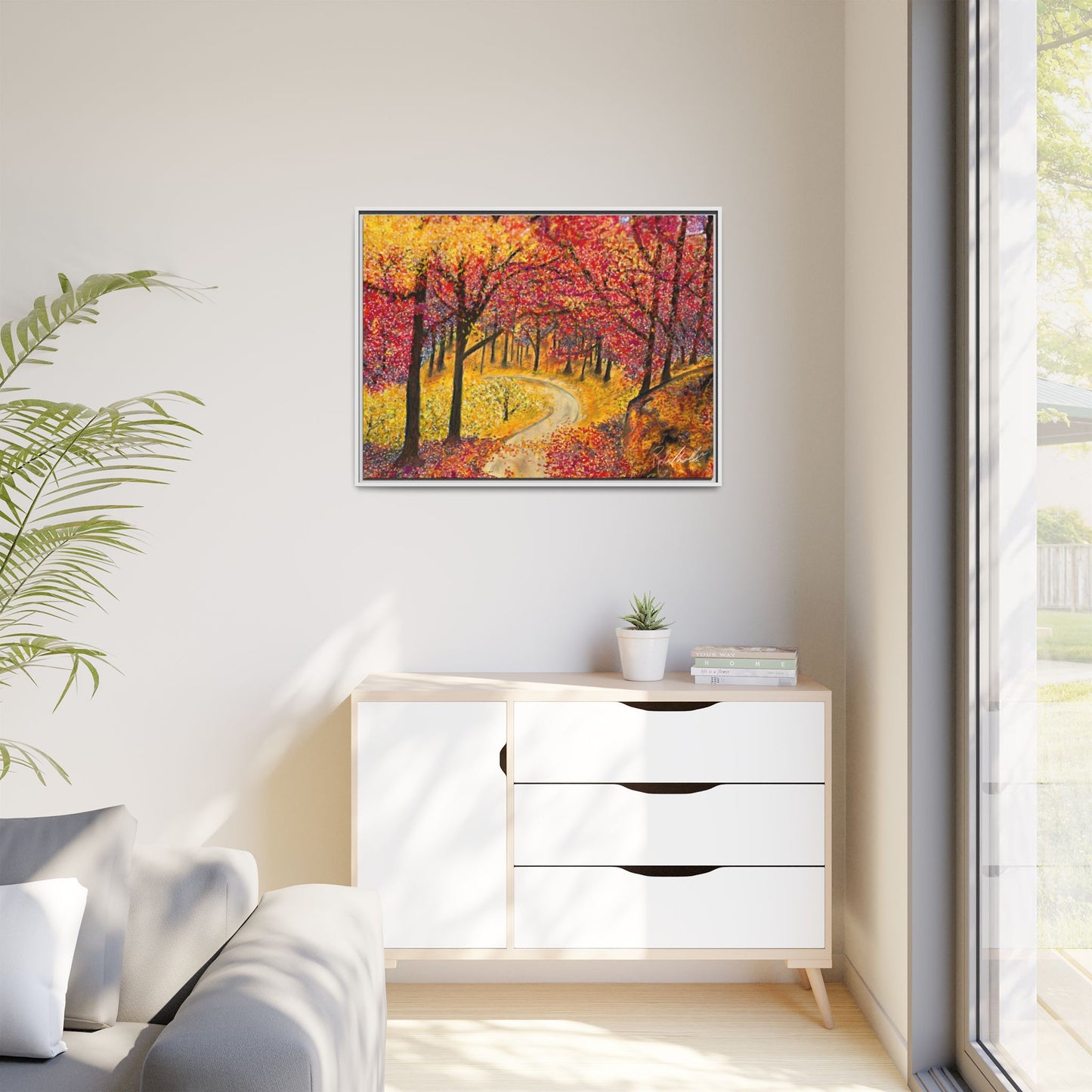 Vibrant Fall Forest Framed Wall Art