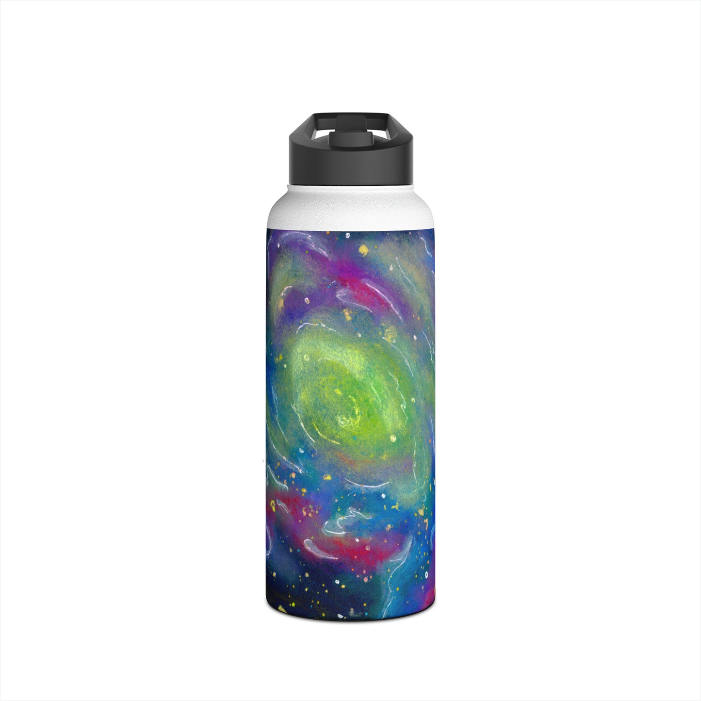 Rainbow Vortex Galaxy Stainless Steel Water Bottle, Standard Lid