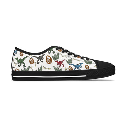 Dinosaur Pattern Women's Low Top Sneakers — Cute Retro Dino Print