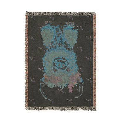 Highland Cow Floral Crown Woven Blanket — Cozy Cabin Throw for Rustic Home & Camping