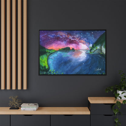 Watercolor Sunset Lake Framed Wall Art
