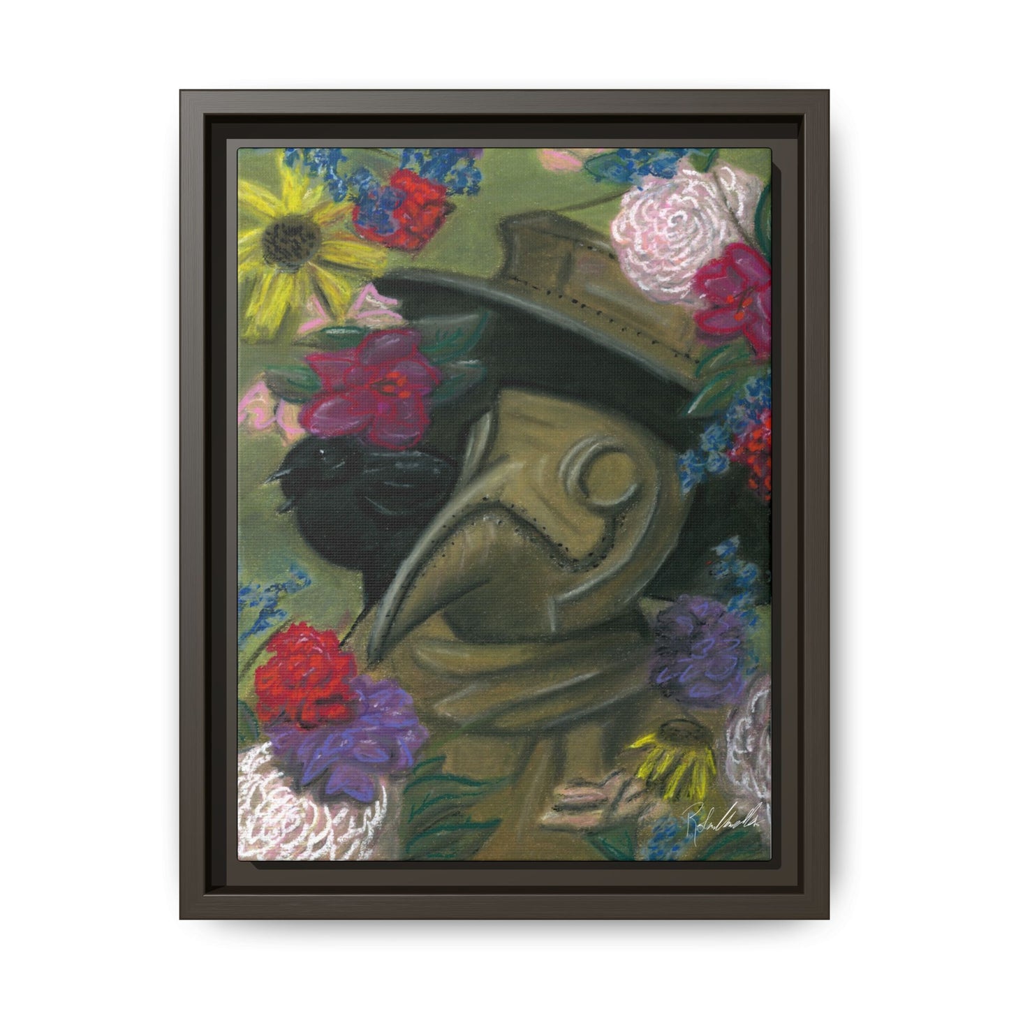 Plague Doctor and Raven Framed Wall Art