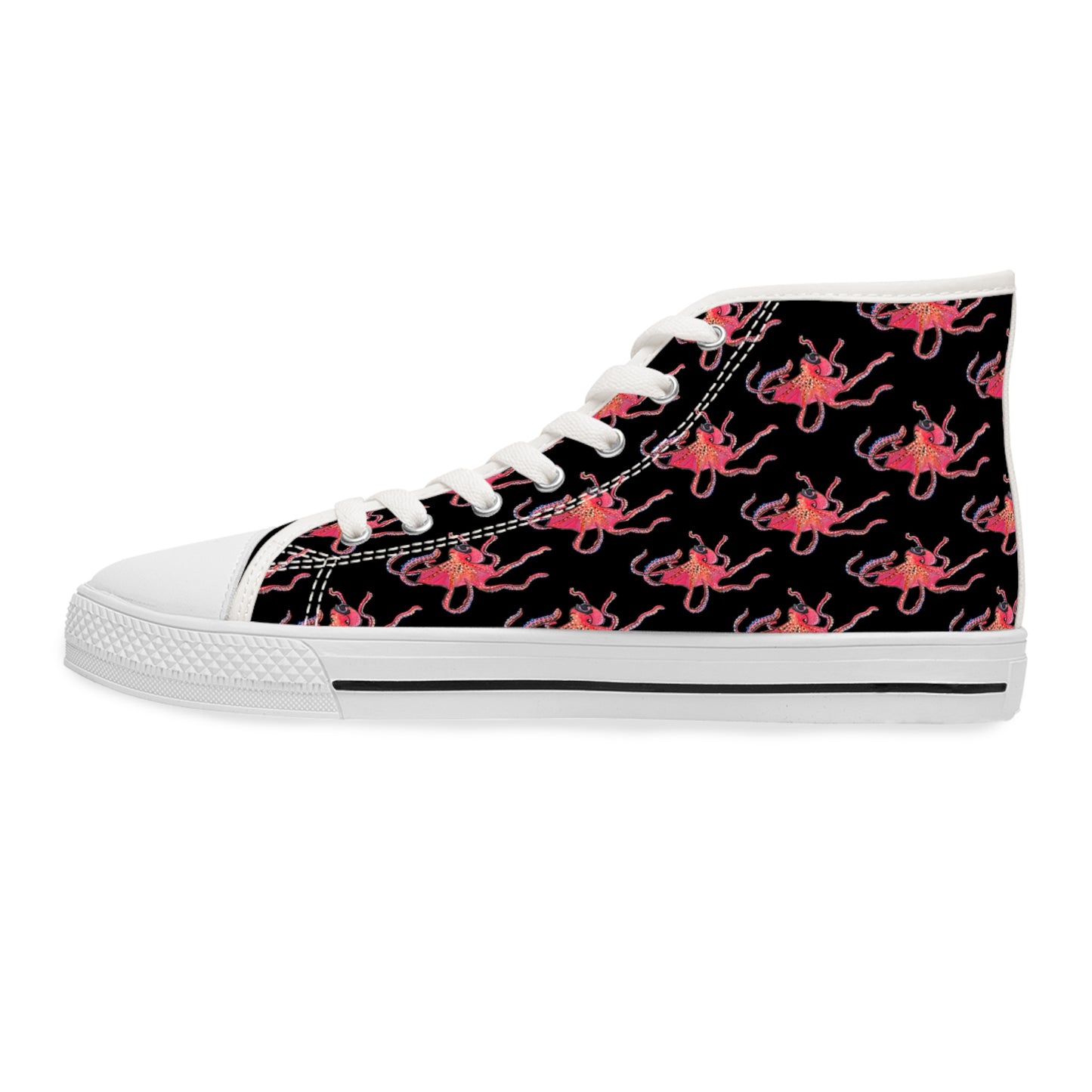 Unisex Red Octopus Classic High Top Sneakers