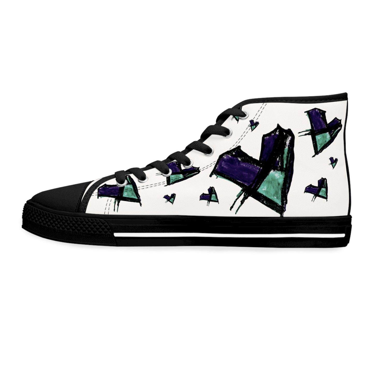High Top Sneakers — Abstract Geometric Arrow Print (Women)