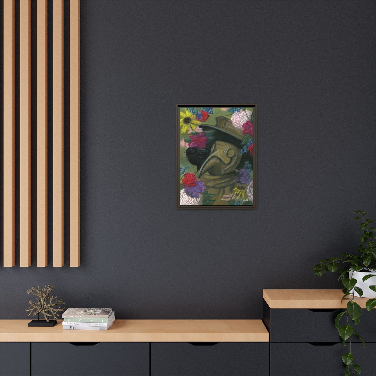 Plague Doctor and Raven Framed Wall Art
