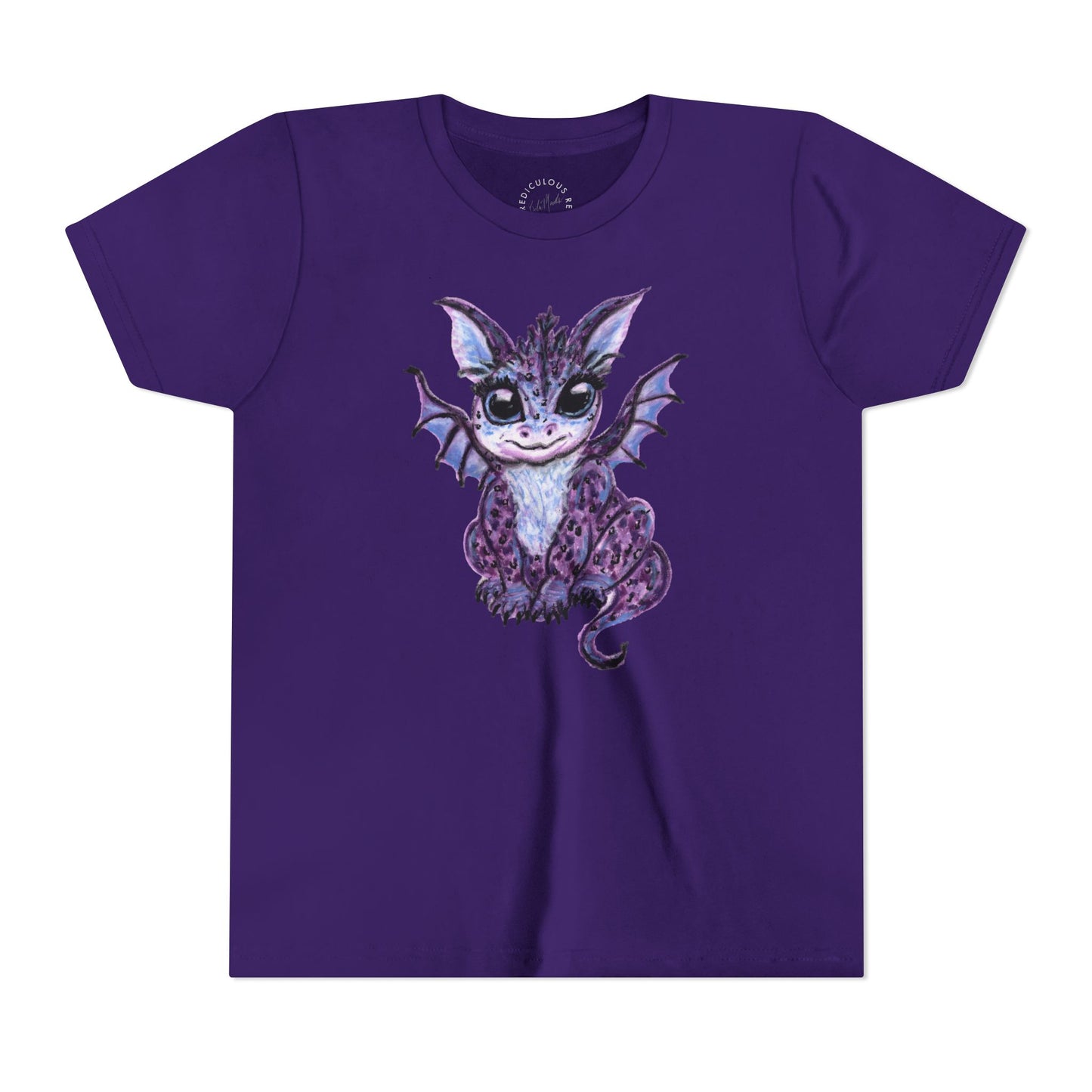 Youth Tee — Cute Purple Baby Dragon Illustration Kids Shirt