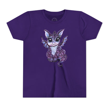 Youth Tee — Cute Purple Baby Dragon Illustration Kids Shirt