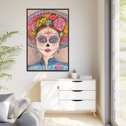 Day of the Dead Skull Woman Framed Wall Art