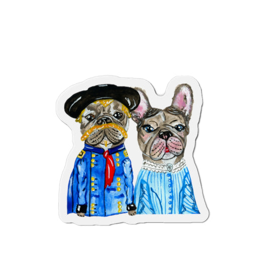 Mr. and Mrs. 1800s Bulldogs Die-Cut Magnets  Custom Shape, 5 Sizes, Vinyl Material for Outdoor Use, Flexible and Durable, Black Backing - Home Decor Refrigerator Magnets