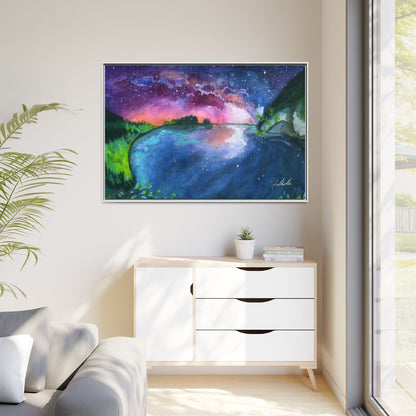 Watercolor Sunset Lake Framed Wall Art
