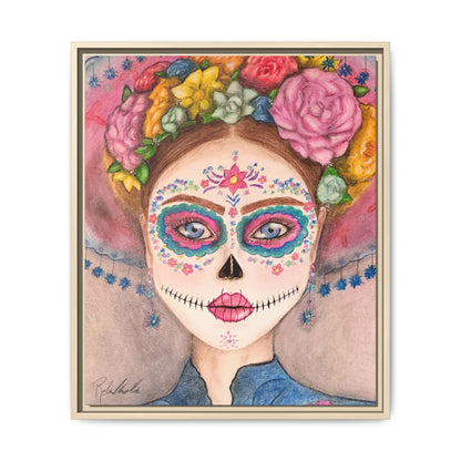 Day of the Dead Skull Woman Framed Wall Art