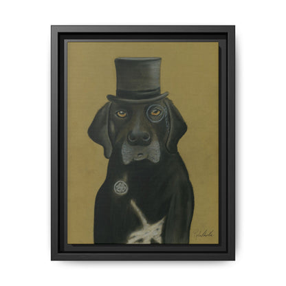 Black Lab Dog in Top Hat Framed Wall Art