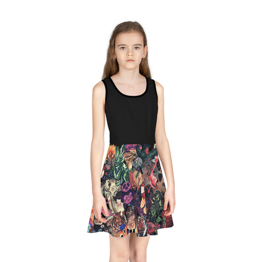 Faded Animal Mashup Kids Skater Dress (AOP)